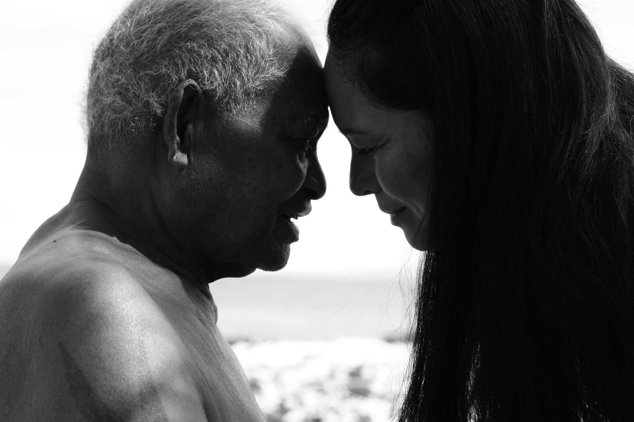 Dr. Elizabeth Lindsey with master navigator Mau Piailug on Satawal