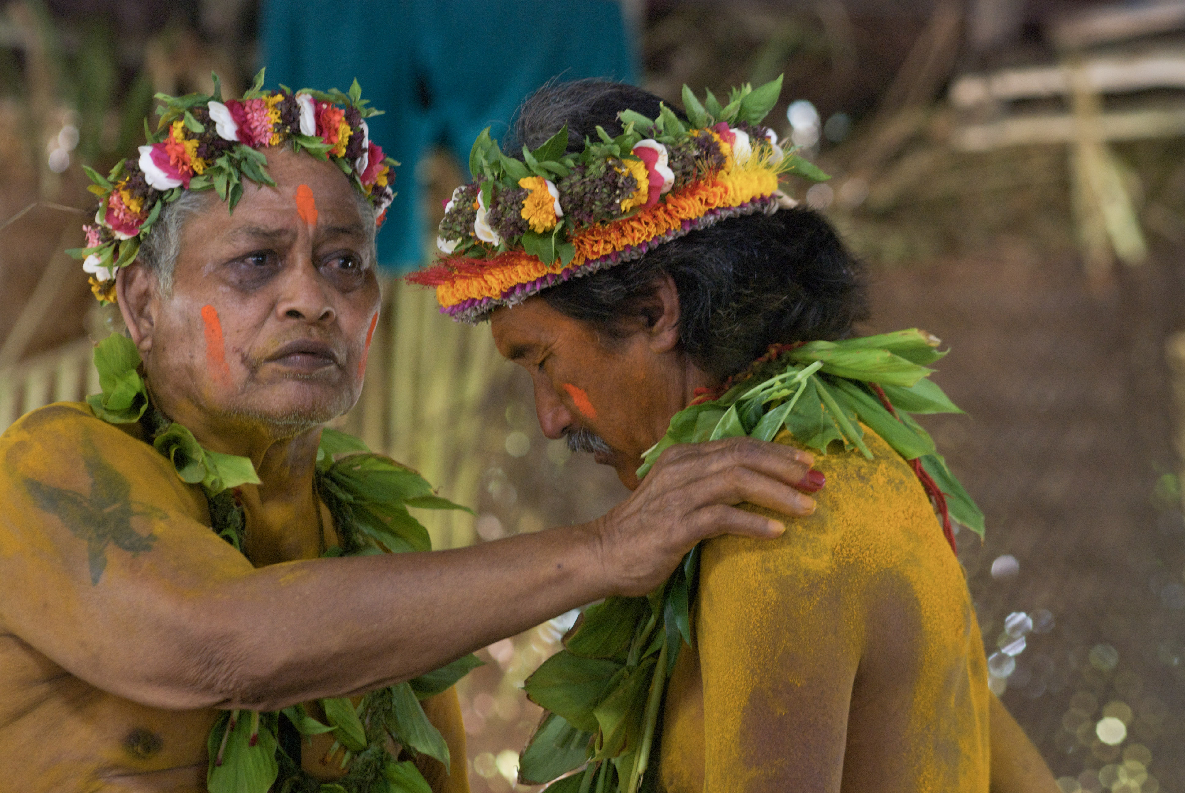 Grandmaster Navigator Mau Piailug and Shorty at the Pwo ceremony